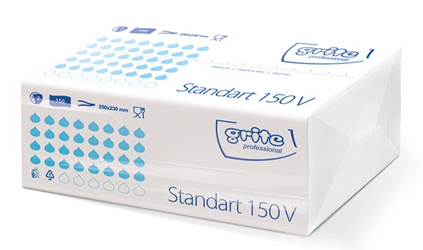 Grite hajtogatott kéztörlő Standart 150 V fehér 2 rétegű