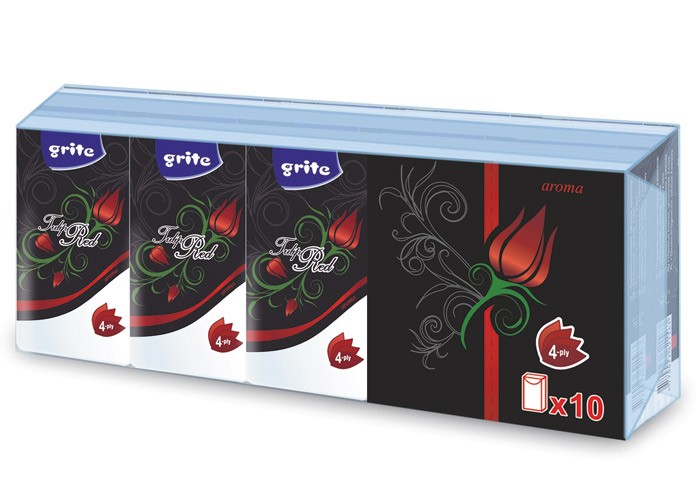 Grite Red Tulip 10x9 darabos tulipán illatú 4 rétegű papírzsebkendő